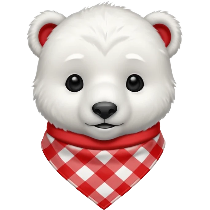 baby polar bear wearing a red and white checkered Neckerchief emoji