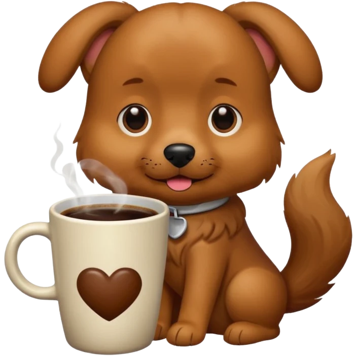 Dog with a cup of coffee emoji