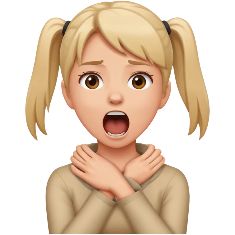 girl holding her neck in a choke way shouting emoji