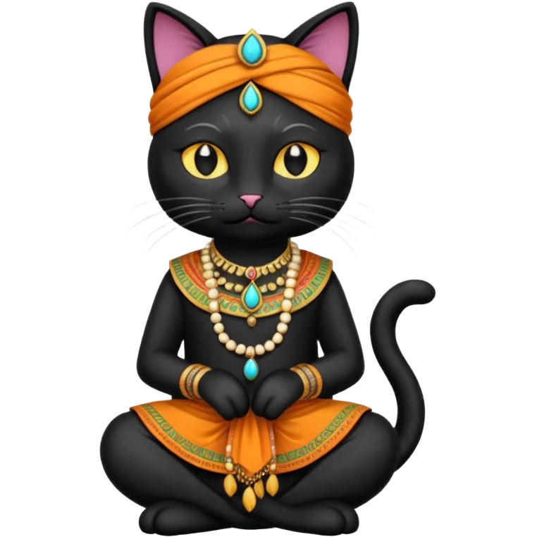 black cat wearing indian clothes emoji