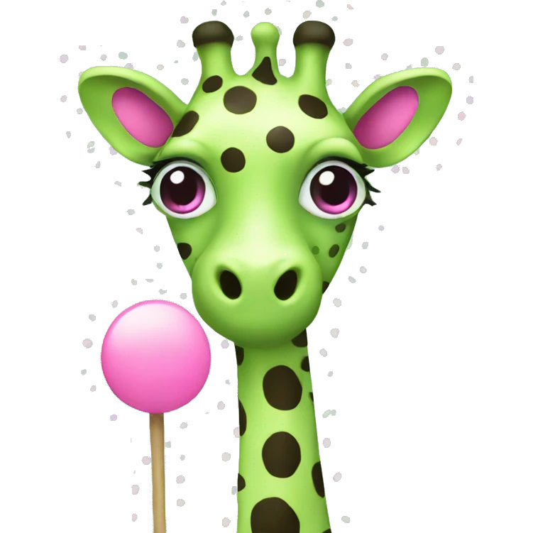 Green giraffe with pink polka dots  emoji