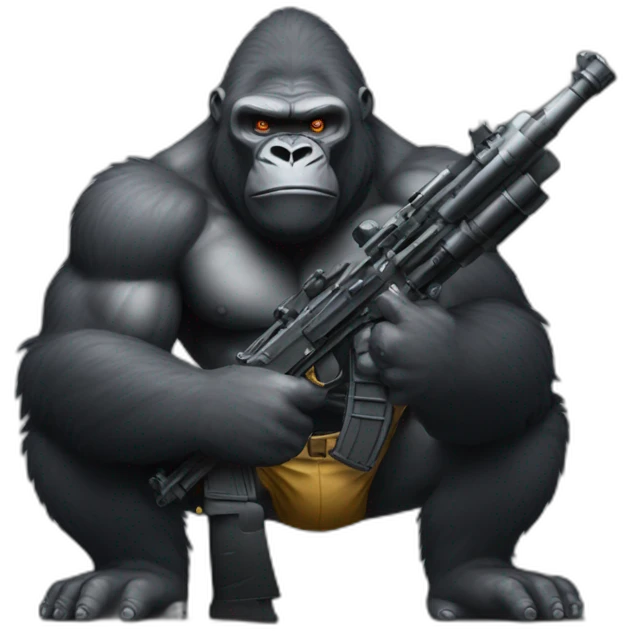Big Buff Gorilla holding an M13 gun emoji