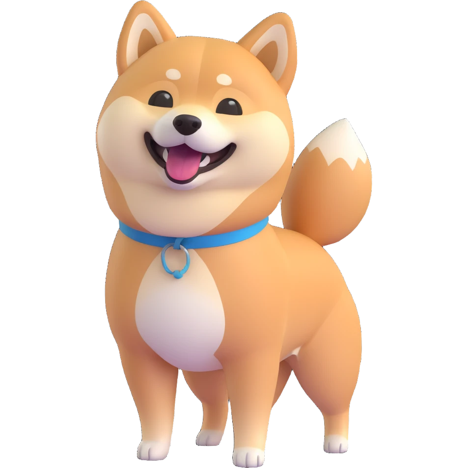shiba inu standing, laughing emoji