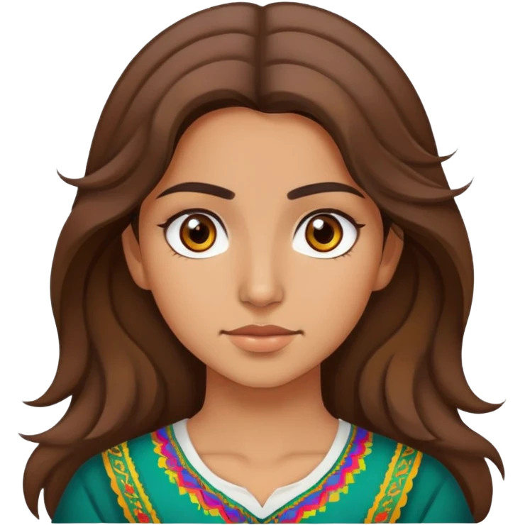 a Kurdish/Mexican girl with brown eyes and slightly wavy brown hair emoji