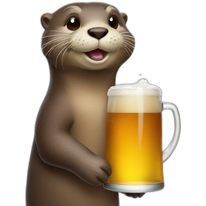Otter drinks a beer emoji