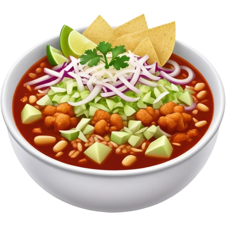 a bowl of pozole rojo, ultra realistic emoji