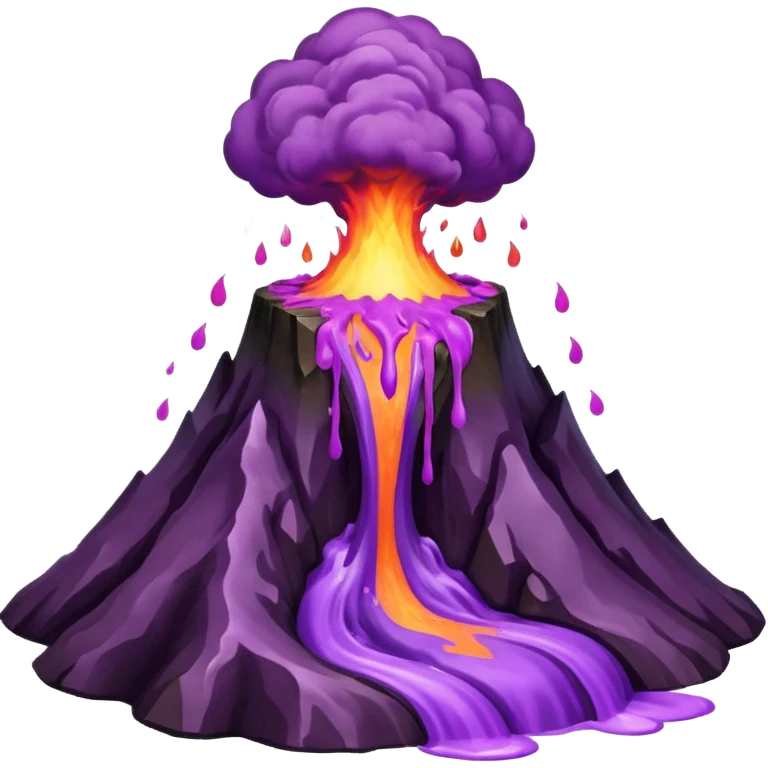 A volcano errupting only with a pure purple liquid and purple fire emoji