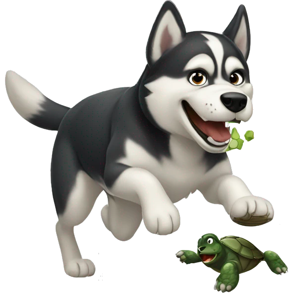 Husky kicking turtle emoji