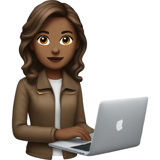 It girl with macbook and brown hair emoji