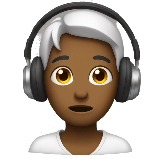wearing headphones and crying emoji