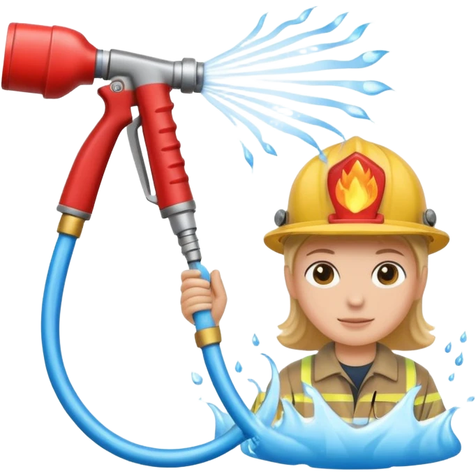 A hand holding a water hose and extinguishing the fire, no man emoji
