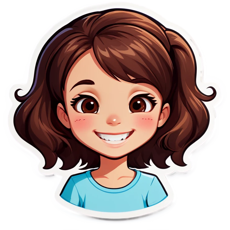 smiling girl with brown hair emoji