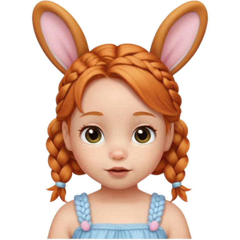 bunny ear accessory wearing baby ginger braided hair emoji