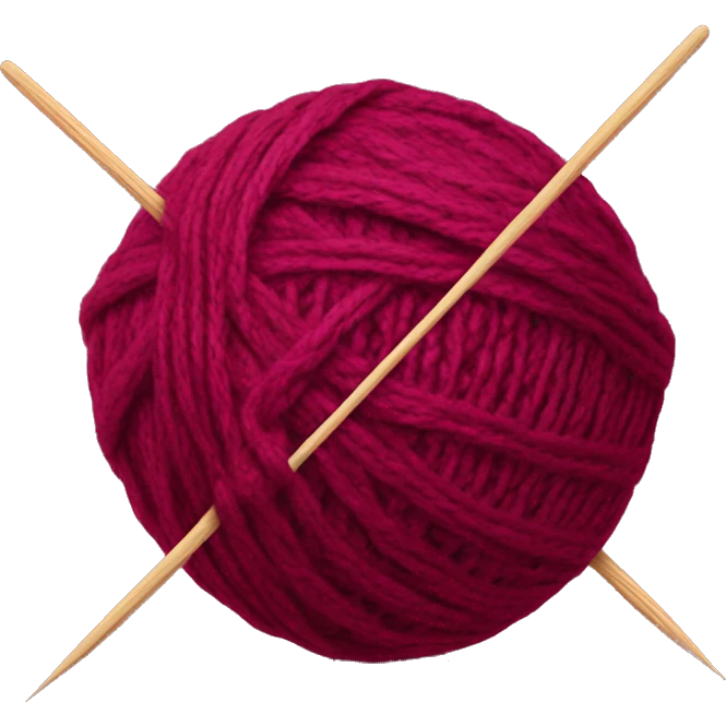 burgundy ball of thread with knitting needles emoji