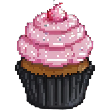 cupcake with pink icing, simple design emoji