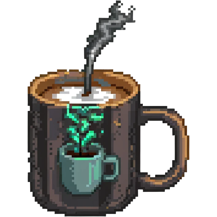 coffee mug with steam pixel art emoji