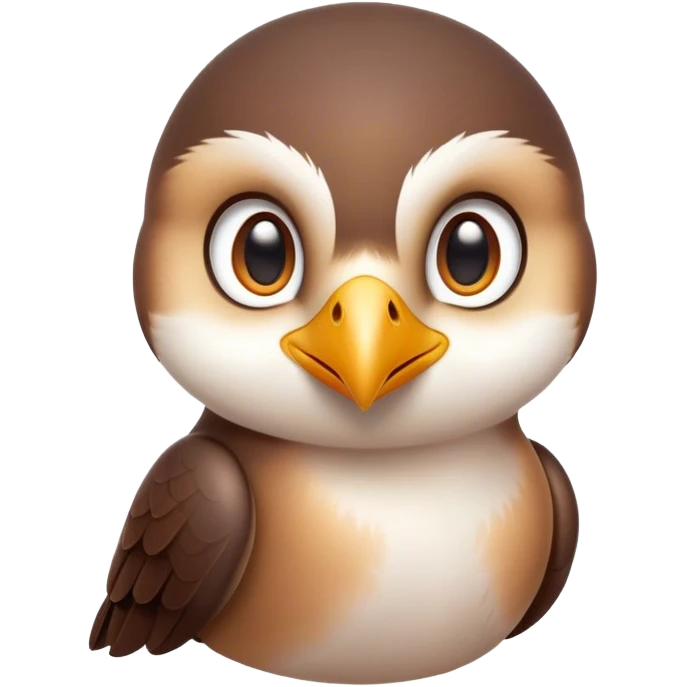 Cinematic Cute Falcon Portrait Emoji, Head tilted playfully and inquisitively, featuring a sleek, agile form with a delicately curved beak and round, sparkling eyes full of spirited charm, Simplified yet irresistibly adorable features, highly detailed, glowing with a warm, inviting glow, high shine, affectionate and lively, stylized with a touch of whimsical aerial grace, soft glowing outline, capturing the essence of a mischievous yet endearing falcon that seems as if it could dart out of the screen into your heart! emoji