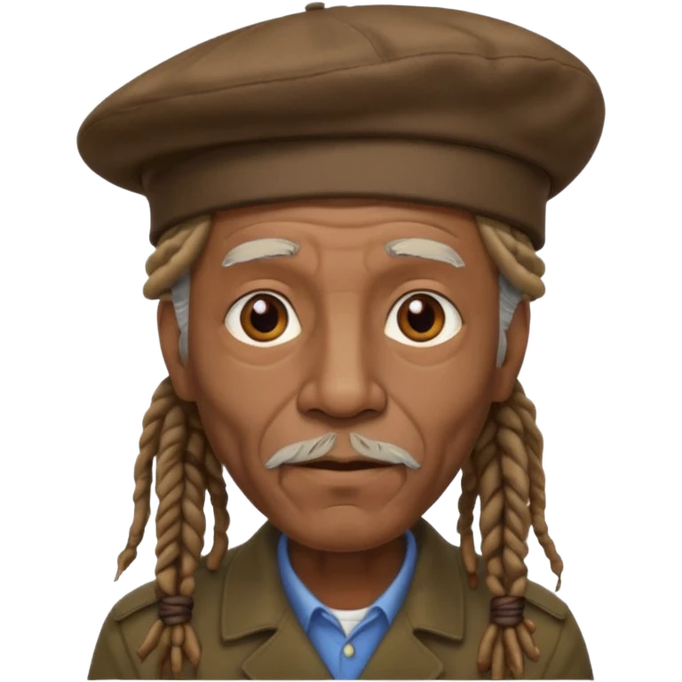 dreadlocks old man, beret hat emoji