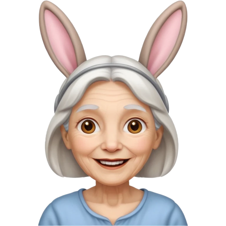 old woman with bunny ears emoji