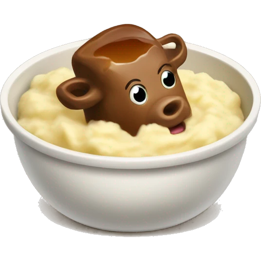 beef and gravy in a bowl of mashed potatoes emoji