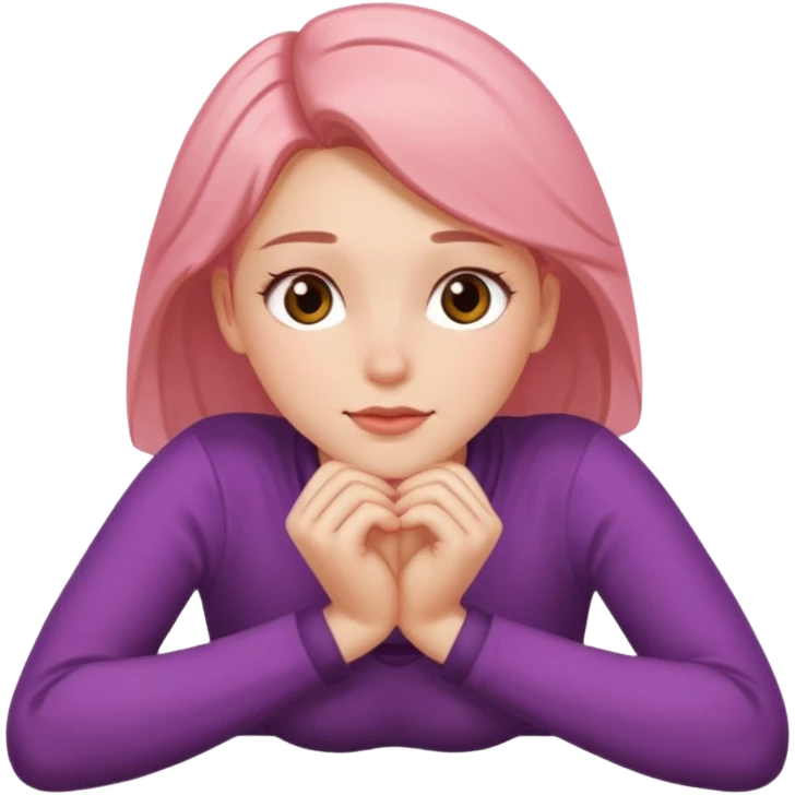 blushing with both hands under chin and feet behind them laying down emoji