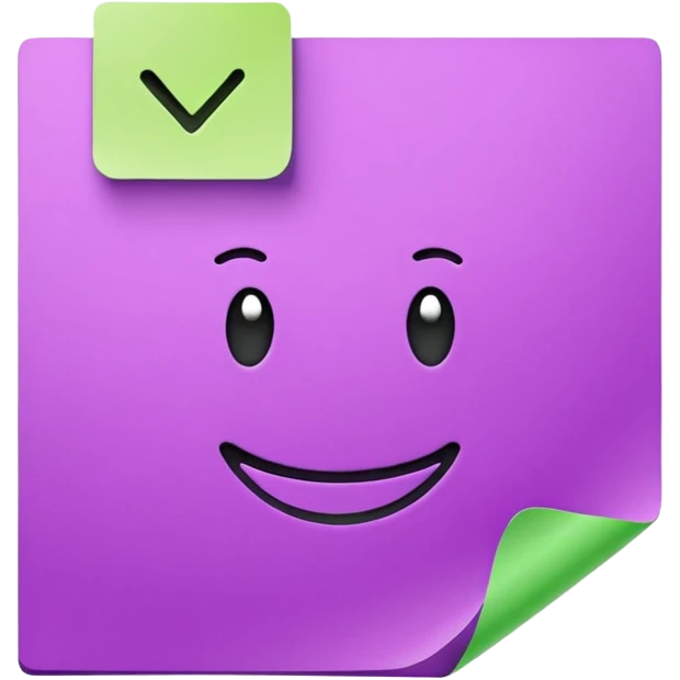 purple post-it note with green checkmark emoji