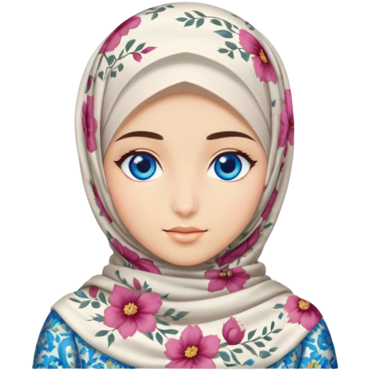 Turkish beautiful finish Konya girl blue eyes with hijab and floral dress emoji