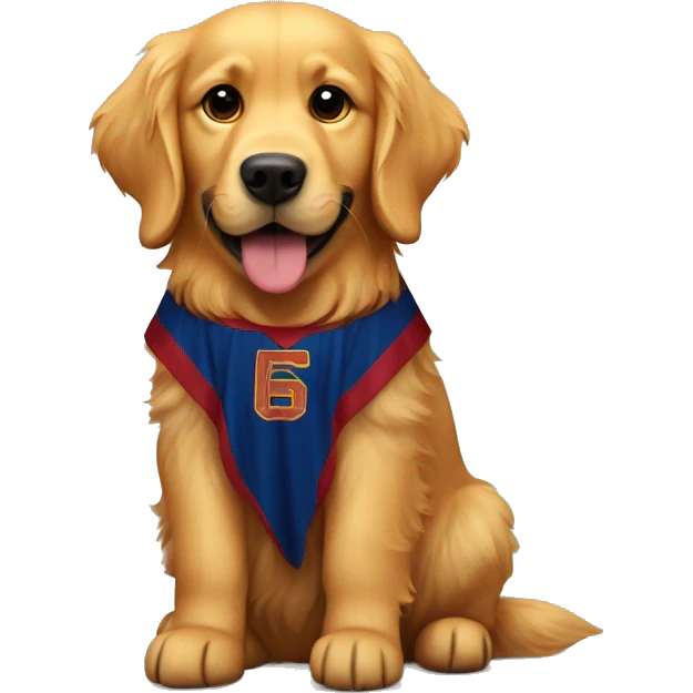 Golden retriever with a Barca jersy  emoji