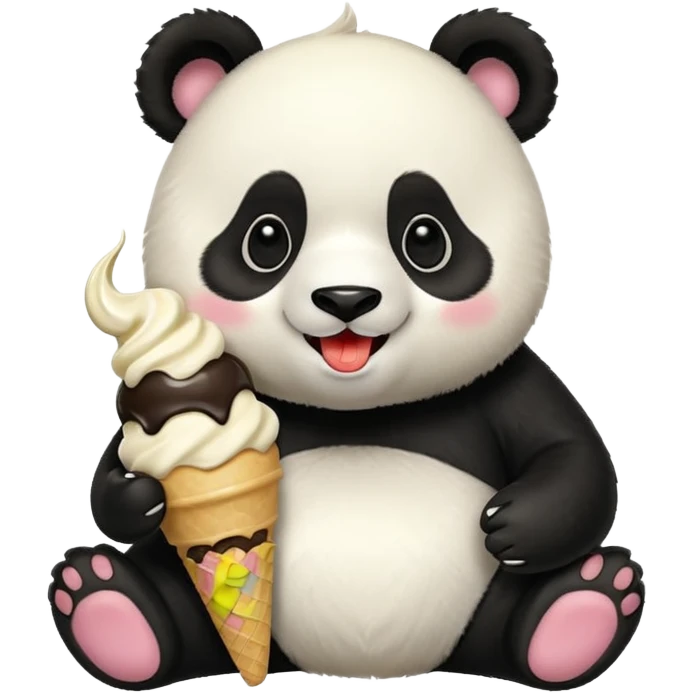 Panda eating ice cream emoji