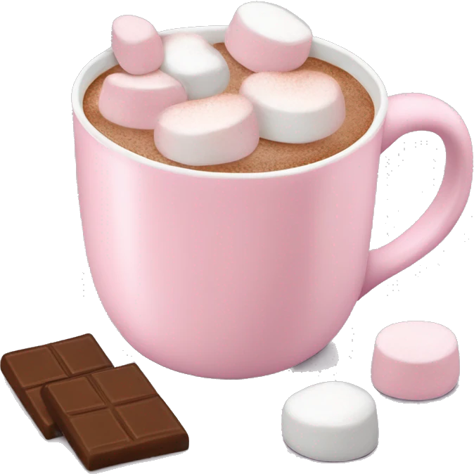 Light Pink mug of hot chocolate with marshmallows  emoji
