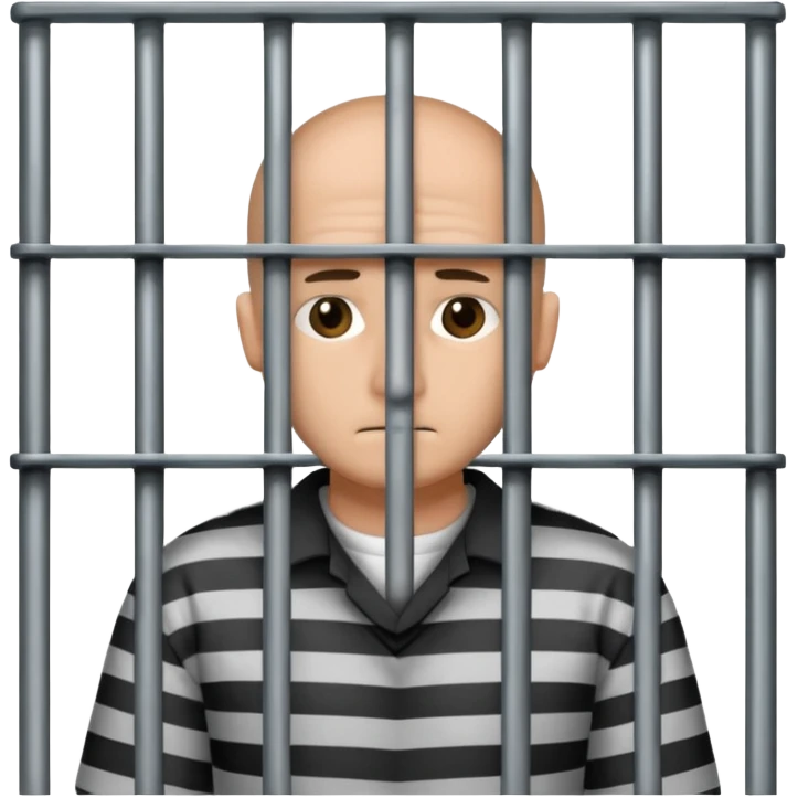 criminal in jail behind bars the bars should be in front of the person and the bars can be over the person's face emoji