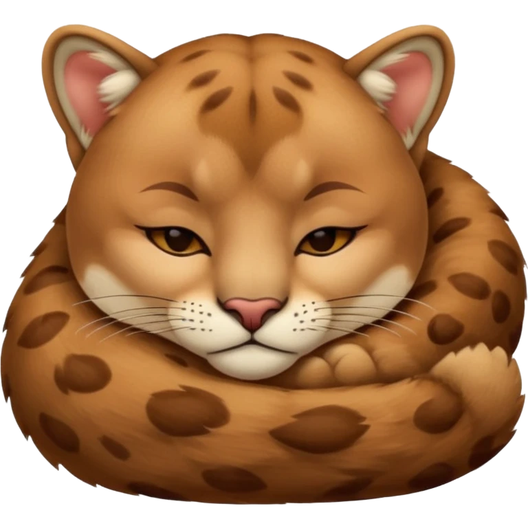 Cozy cougar sleeping emoji
