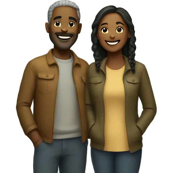 smiling couple in nature emoji