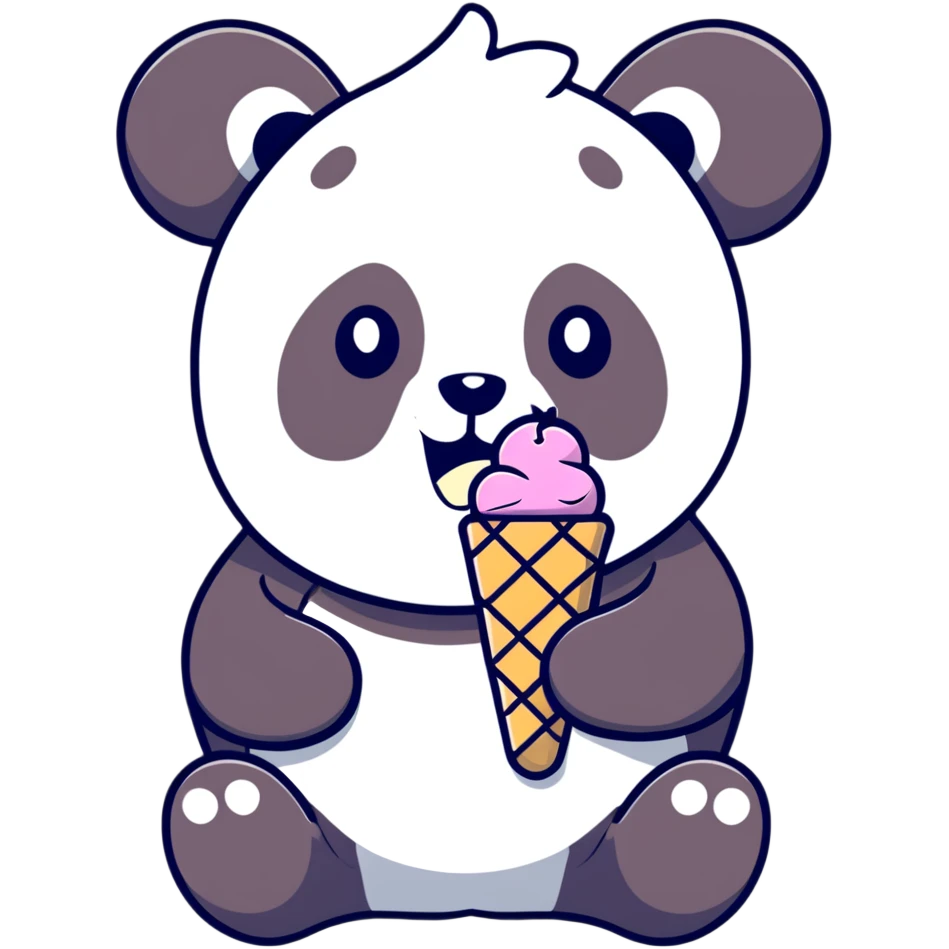 Panda eating ice cream emoji