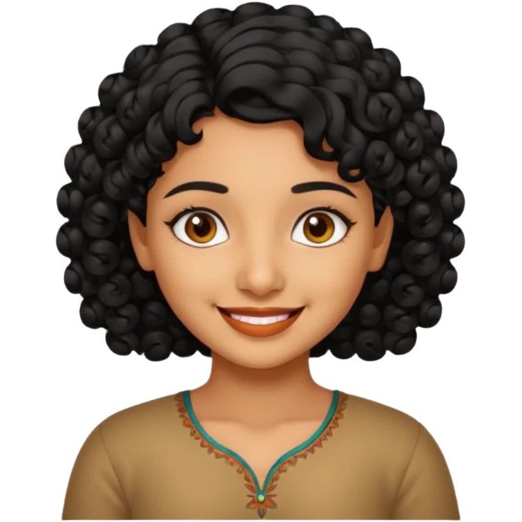 Indian fat girl south Indian curly short black hair tan skin emoji