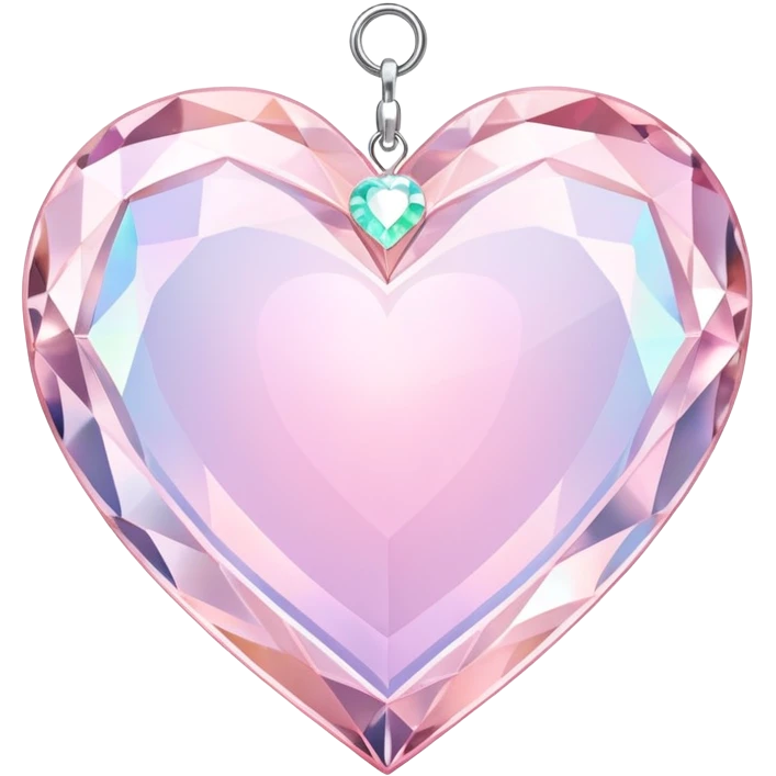 Iridescent pastel pink heart-shaped rosy pearly suncatcher crystals hanging  emoji