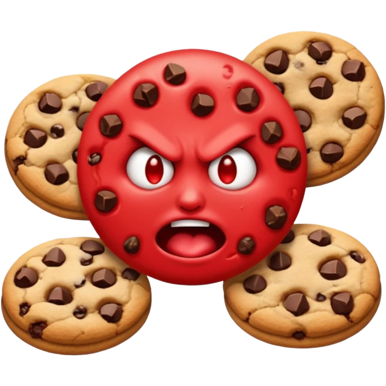 Angry emoji that’s eating a lot of cookies emoji