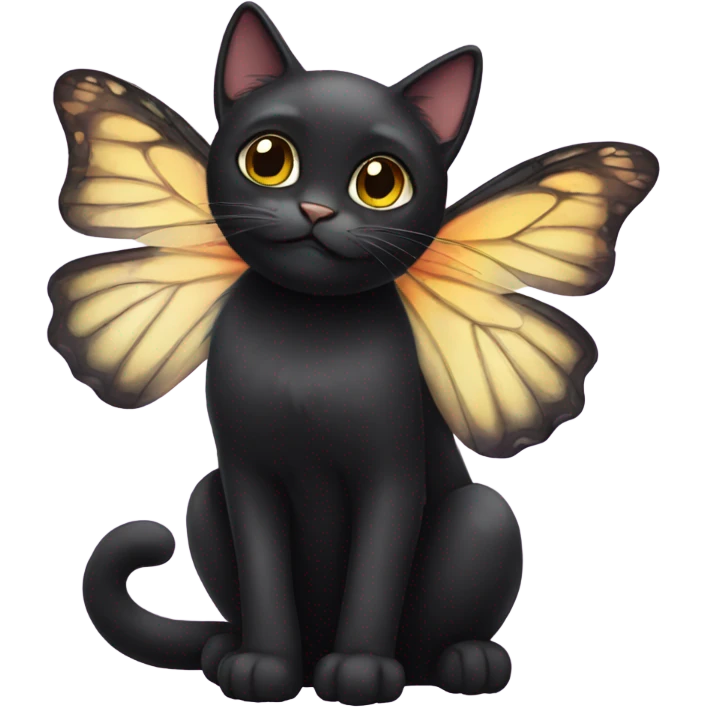 Black cat with butterfly wings emoji