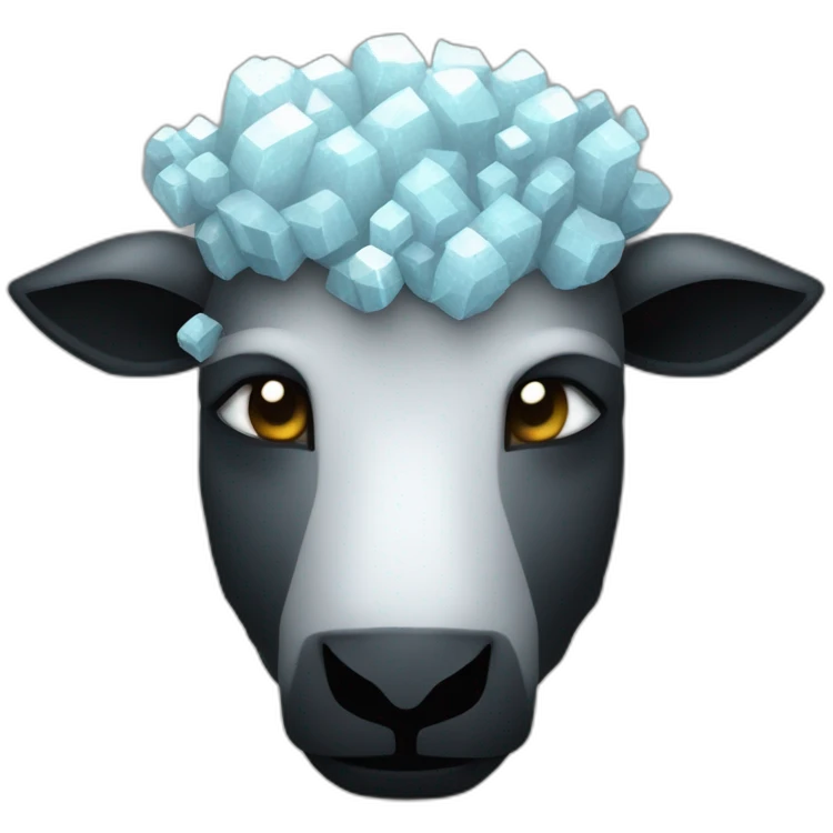 Minecraft Glitter Black Sheep Head With Diamond Horn emoji