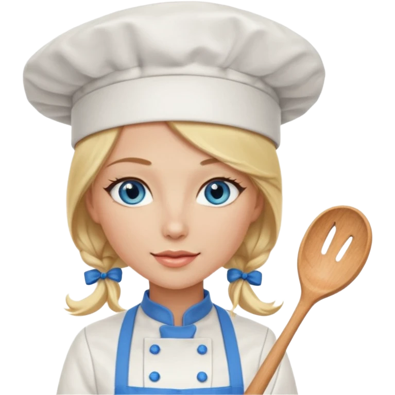 Sexy Long Blonde hair blue eyed female chef emoji
