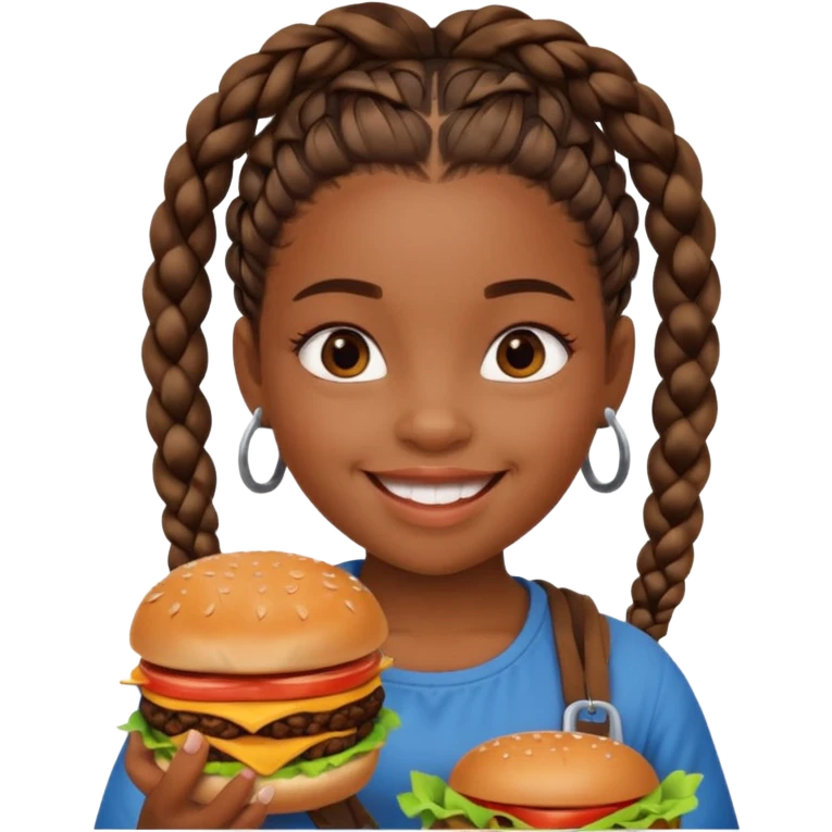 young black girl viking eating burger emoji