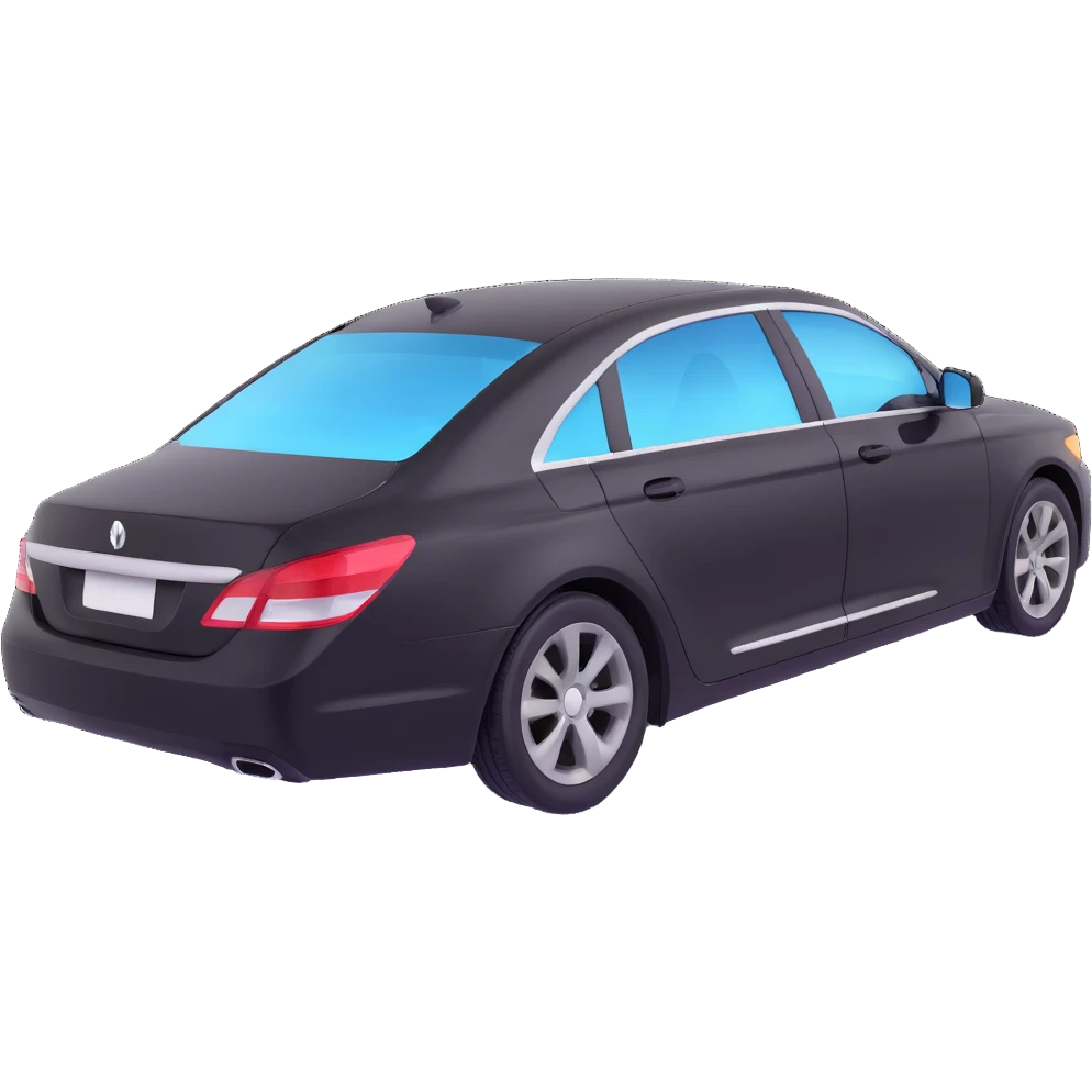 black high-end sedan with a clear protective film halfway on the car, showing the application process, elegant and sophisticated emoji