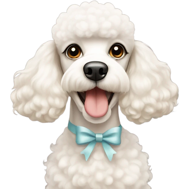 white poodle with a beige bow on its head emoji
