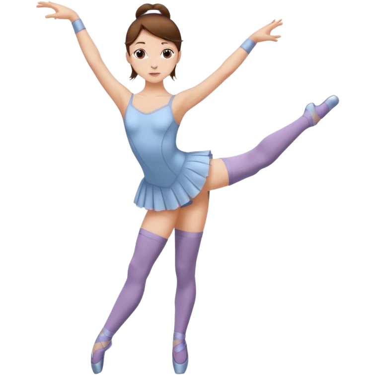 Ballet dancer in over the knee socks, leotard and long brown hair emoji