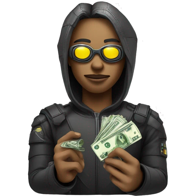 cyber punk holding a dollar emoji