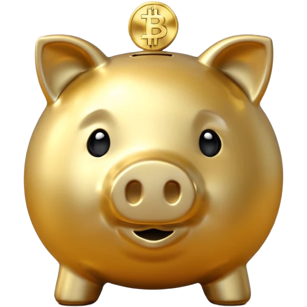 with piggybank with crypto golden piggybank emoji