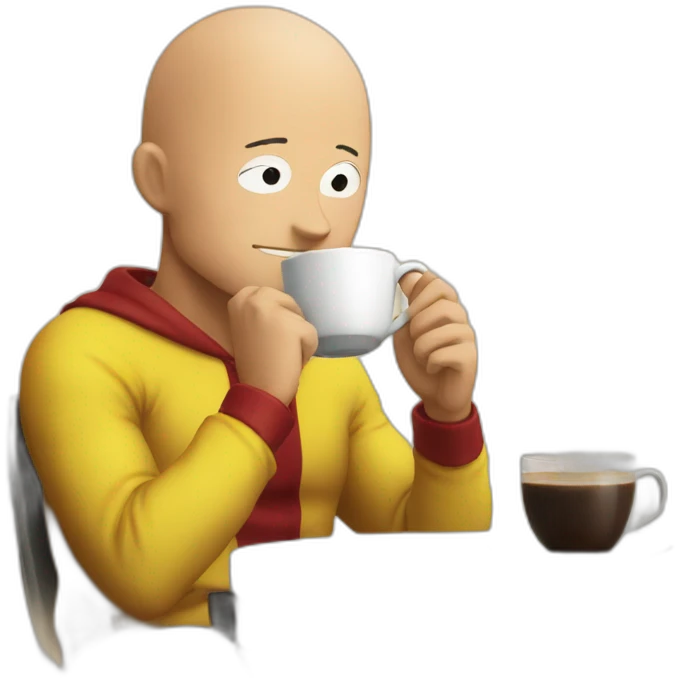 Saitama drinking coffee emoji