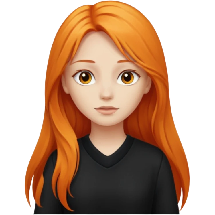 girl with very long orange hair and black clothes living emoji