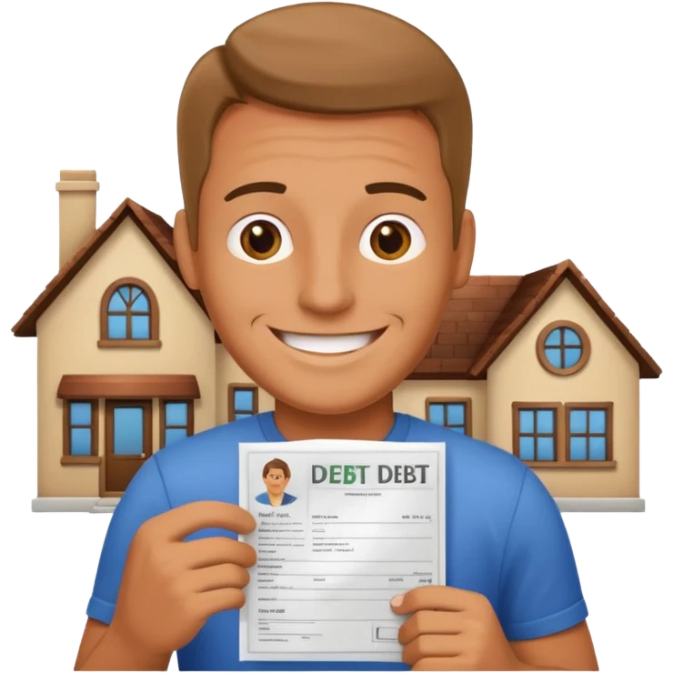hombre con un domumento de una deuda de una casa emoji