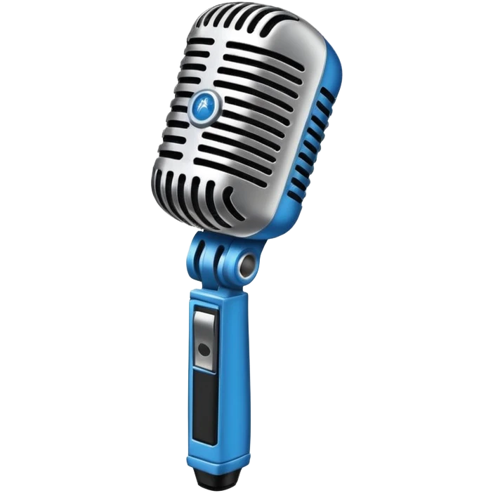 retro sticker style microphone with black and blue accents, bold outlines, playful and musical, inspired emoji